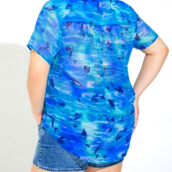 TORRID TOP DISNEY PRINCESS ARIEL LITTLE MERMAID CHIFFON BLOUSE size 1X (14-16) - Picture 3 of 5